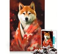 Puzzles for Adults 1000 Piece Japanese Akita Inu Kimono, Educational Games, Difficult And Challenge, Christmas Birthday Gifts (38x52cm)