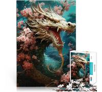 Puzzles for Adults 1000 Piece Japanese dragon cherry Schwierig und herausfordernd einzigartiges Herausforderungsspiel75x50cm