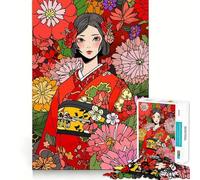 Puzzles for Adults 1000 Piece Japanese Kimono Kawaii Art Neat Edge Decor Mental Challenge Toy Chill Time Play Christmas Art Gift (50x75cm)