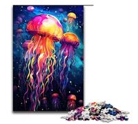 Puzzles for Adults 1000 Piece Jellyfish Is Surrounded by Splatters in The Style Jigsaw Birthday Present Gifts for And Teenager Age 14 Years Up 75x50cm
