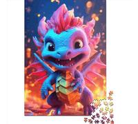 Puzzles for Adults 1000 Piece Jigsaw Puzzles for Adults Baby Dragon Neon Creative Rectangular Puzzles,Wooden Puzzle, Puzzle 1000pcs (75x50cm)