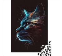 Puzzles for Adults 1000 Piece Jigsaw Puzzles for Adults Cat Face Galaxy Animal Creative Rectangular Wooden Puzzle, Puzzle 1000pcs (38x26cm)