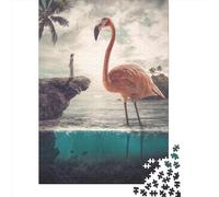 Puzzles for Adults 1000 Piece Jigsaw Puzzles for Adults Curious Flamingo Creative Rectangular Puzzles,Wooden Puzzle, Gifts Puzzle 1000pcs (75x50cm)