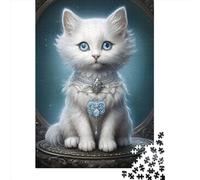 Puzzles for Adults 1000 Piece Jigsaw Puzzles for Adults Fluffy White Kitty 01 Creative Rectangular Wooden Puzzle, Puzzle 1000pcs (75x50cm)