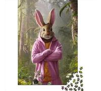 Puzzles for Adults 1000 Piece Jigsaw Puzzles for Adults Hoodie Rabbit Creative Rectangular Puzzles,Wooden Puzzle, Puzzle 1000pcs (75x50cm)