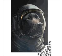Puzzles for Adults 1000 Piece Jigsaw Puzzles for Adults Labrador Astronaut Creative Rectangular Wooden Puzzle, Puzzle 1000pcs (75x50cm)