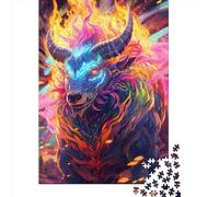 Puzzles for Adults 1000 Piece Jigsaw Puzzles for Adults Rainbow Flame Bull1 Creative Rectangular Puzzles,Paper Puzzle, Puzzle 1000pcs (38x26cm)