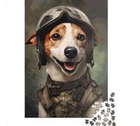 Puzzles for Adults 1000 Piece Jigsaw Puzzles for Adults Russell Dog Soldier Creative Rectangular Wooden Puzzle, Puzzle 1000pcs (38x26cm)