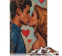 Puzzles for Adults 1000 Piece Jigsaw Puzzles for Adults Valentine's Day Kiss Creative Rectangular Puzzles,Wooden Puzzle, Puzzle 1000pcs (75x50cm)