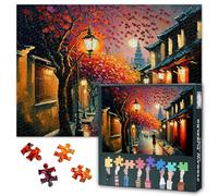 Puzzles for Adults 1000 Piece Jigsaw Puzzles,Oil Painting Style Ancient City Street in Japan Hard Difficult Challenging Puzzle for Home Decor Art - 50x70cm