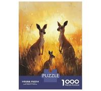 Puzzles for Adults 1000 Piece Kangaroo Family Sunset Puzzle for Adults Brain Teaser Game Home Decoration Christmas Birthday Gifts 52x38cm/1000pcs