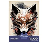 Puzzles for Adults 1000 Piece Kitsune Fox Mask Ink Wash Puzzle for Adults Brain Teaser Game Home Decoration Christmas Birthday Gifts 70x50cm/1000pcs