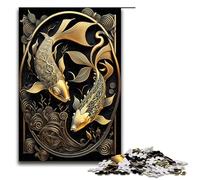Puzzles for Adults 1000 Piece Koi Fish Golden Art Deco Toy Intellectual Game Is Ideal As A Gift for The Whole Family 75x50cm
