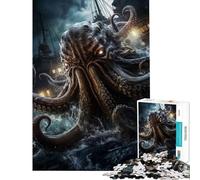 Puzzles for Adults 1000 Piece Kraken Attacks Adult Puzzles Hands-on Game Precision Cutting Unique Birthday And Xmas Gifts (Size 50x75cm)