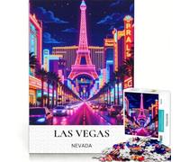 Puzzles for Adults 1000 Piece Las Vegas Strip at Night, Practical Game, But Fun And Humorous, Wishlist with Santa Claus 38x26cm