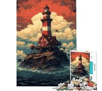 Puzzles for Adults 1000 Piece Lighthouse In The Storm Toys Educational Games Educational Game Hand Speed Race Gifts for Women Men (Size 38x52cm)