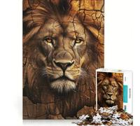 Puzzles for Adults 1000 Piece Lion Portrait with Cracked Earth Texture Practical Game But Fun And Humorous Wishlist with Santa Claus 38x52cm