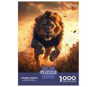 Puzzles for Adults 1000 Piece Lion Running at Sunset Jigsaw for Adults Relax Games Difficult Hard Unique Birthday And Xmas Gifts 52x38cm/1000pcs