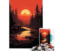 Puzzles for Adults 1000 Piece Little Hut in Forest Educational Game Learning Educational Toys Secret Santa Gifts Improve Memory (Size 75x50cm)