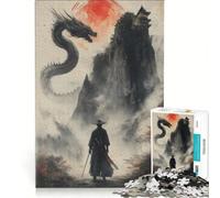 Puzzles for Adults 1000 Piece Lone Samurai Vs Dragon Practical Game But Fun And Humorous Wishlist with Santa Claus 38x26cm