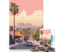 Puzzles for Adults 1000 Piece Los Angeles Skyline View Neat Edge Decor Mental Challenge Toy Chill Time Play Christmas Art Gift (38x52cm)