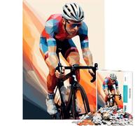 Puzzles for Adults 1000 Piece Low Poly Cyclist Educational Game Learning Educational Toys Secret Santa Gifts Improve Memory (Size 75x50cm)