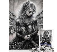 Puzzles for Adults 1000 Piece Melancholic Fairy with Lace Wings Brain Teaser Game Difficult Challenge Anti-Stress Toys Fun Activities at Home (38X26cm)