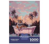 Puzzles for Adults 1000 Piece Miami Tiger Having Bath Jigsaw for Adults Relax Games Difficult Hard Unique Birthday And Xmas Gifts 52x38cm/1000pcs