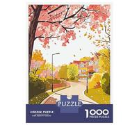 Puzzles for Adults 1000 Piece Milton Keynes Autumn Street Jigsaw Brain Teaser Game Presents for Women Unique Birthday And Xmas Gifts 38x26cm/1000pcs