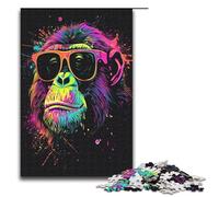 Puzzles for Adults 1000 Piece Monkey with Headphones Sunglasses Toy Intellectual Game Is Ideal As A Gift for The Whole Family 75x50cm