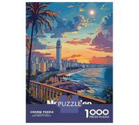 Puzzles for Adults 1000 Piece Montevideo Uruguay Cityscape at Sunset Jigsaw for Adults Relax Games Difficult Hard Unique Birthday And Xmas Gifts 52x38cm/1000pcs
