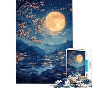 Puzzles for Adults 1000 Piece Moonlit Village Landscape Help The Brain Exercise Analysis And Logic Hands-on Game for And from 14 Years And over (38x52cm)
