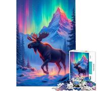 Puzzles for Adults 1000 Piece Moose in Winter Wonderland Jigsaw 1000 Piece DIY Toys Precision Cutting Deal As Gifts for The Whole Family (75x50cm)