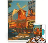 Puzzles for Adults 1000 Piece Moulin Rouge Paris Poster, Family Games, Interesting Stress Reduction, Artists' Collection, Fine Arts 50x75cm