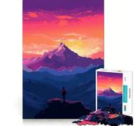 Puzzles for Adults 1000 Piece Mountain Scenery Pixel Art Neat Edge Decor Mental Challenge Toy Chill Time Play Christmas Art Gift (38x26cm)
