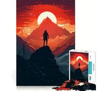 Puzzles for Adults 1000 Piece Mountain Sunset Pixel Art Neat Edge Decor Mental Challenge Toy Chill Time Play Christmas Art Gift (38x52cm)