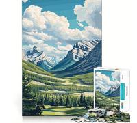 Puzzles for Adults 1000 Piece Mountain Valley Landscape Neat Edge Decor Mental Challenge Toy Chill Time Play Christmas Art Gift (50x75cm)