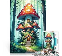 Puzzles for Adults 1000 Piece Mushroom house in the fore Spiele Spielzeug Geschenk mit passendem Poster und Quizblatt52x38cm