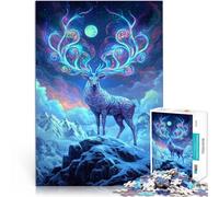 Puzzles for Adults 1000 Piece Mystical Deer Under Starry Sky Made of cardboard for 14+ Analysis and logic Birthday Gifts。size：26x38cm/10.24x14.96inch