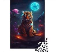 Puzzles for Adults 1000 Piece Mystical Tiger on Mars Creative Wooden Puzzles-Puzzle Hands-on Game Jigsaw-Family Decoration 1000pcs (75x50cm)