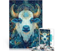 Puzzles for Adults 1000 Piece Mythical Beast Bull Made of cardboard for 14+ Difficult to complete but fun and humorous Birthday gift。size：26x38cm/10.24x14.96inch
