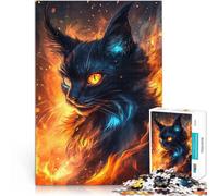 Puzzles for Adults 1000 Piece Neon Cat Portrait Made of wood for 14+ for home decoration Gifts Ideas。size：50x75cm/19.68x29.52inch