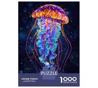 Puzzles for Adults 1000 Piece Neon Jellyfish Teenager Puzzles Brain Teaser Game Home Decoration Fun at Home Activities, 70x50cm/1000pcs