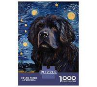 Puzzles for Adults 1000 Piece Newfoundland Dog Starry Puzzle for Adults Brain Teaser Game Home Decoration Christmas Birthday Gifts 52x38cm/1000pcs