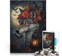 Puzzles for Adults 1000 Piece Ominous Wolf Made of wood for 14+ Staycation Kill time Gift ideas。size:50x75cm/19.68x29.52inch