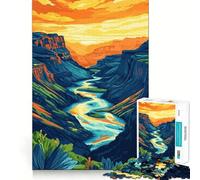 Puzzles for Adults 1000 Piece Oregon Canyons Illustration Art Neat Edge Decor Mental Challenge Toy Chill Time Play Christmas Art Gift (38x52cm)