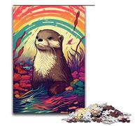 Puzzles for Adults 1000 Piece Otter Rainbow Pattern Assembly Help The Brain Exercise Addictive Toys to Cultivate Patience 75x50cm