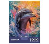 Puzzles for Adults 1000 Piece Palette Dolphin Painting Puzzle for Adults Brain Teaser Game Home Decoration Christmas Birthday Gifts 52x38cm/1000pcs