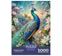 Puzzles for Adults 1000 Piece Peacock in Floral Paradise Puzzle for Adults Brain Teaser Game Home Decoration Christmas Birthday Gifts 38x26cm/1000pcs
