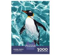 Puzzles for Adults 1000 Piece Penguin Swimming in Blue Water Jigsaw Brain Teaser Game Presents for Women Unique Birthday And Xmas Gifts 52x38cm/1000pcs